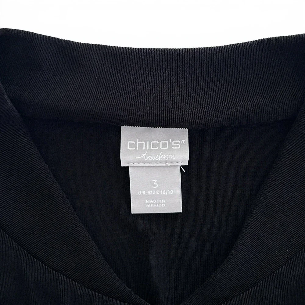 Chico's Travelers Women's XL Black Size 3 Open Front Drawstring Cardigan NWOT